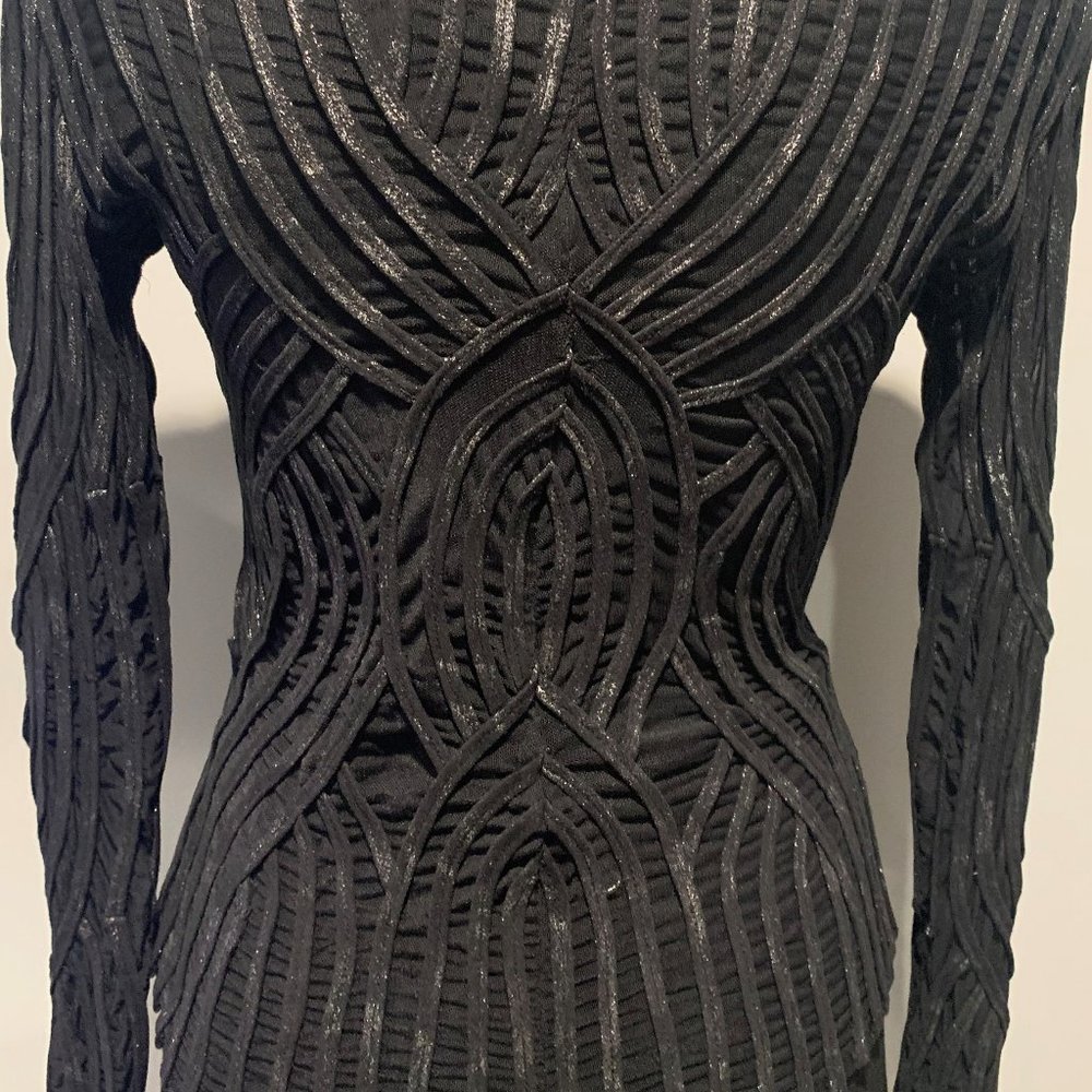 Ladies black & silver fish net zipper top - Picture 5 of 6